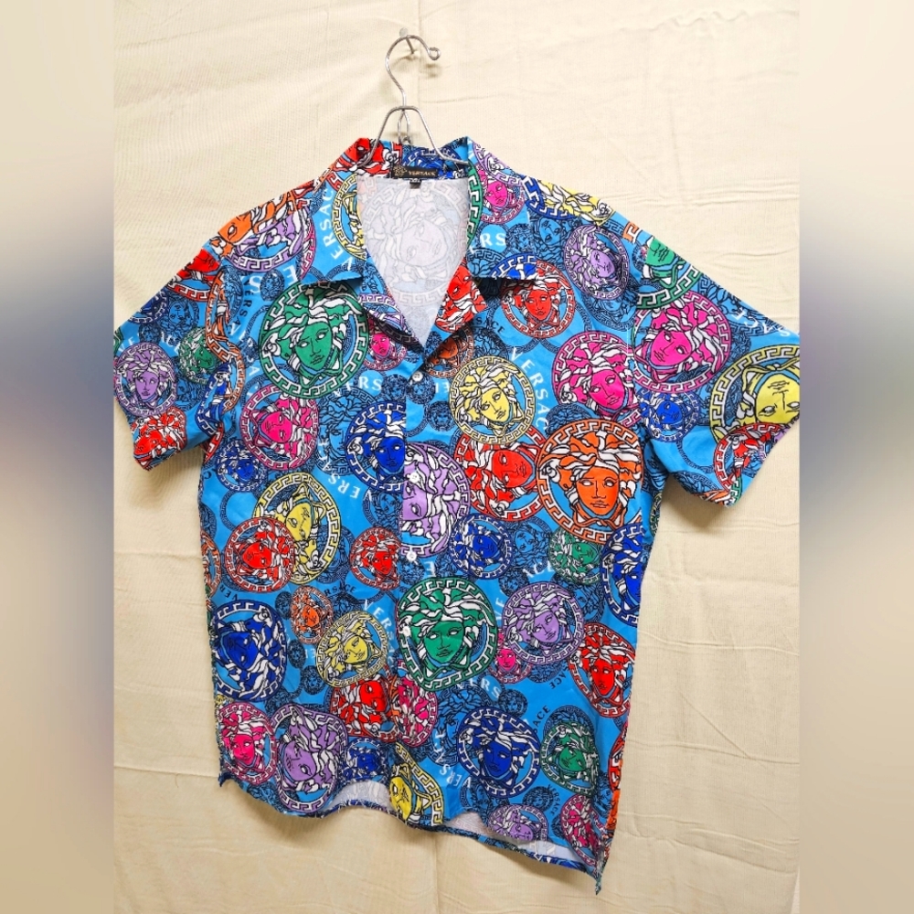 VERSACE Medusa Amplified Button Up Short Sleeve Shirt